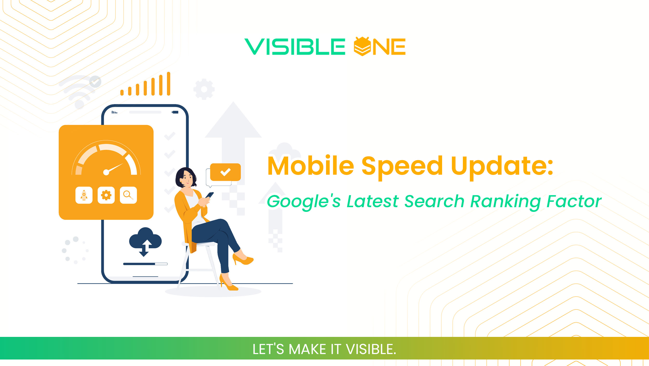 mobile speed update, yellow and green background, visible one